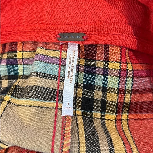 Free People Bell Bottom Wide Leg Plaid Fall Color Pants - Picture 4 of 5